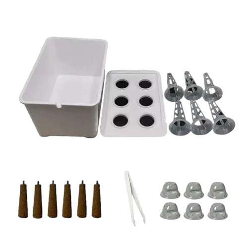 水耕栽培キット水耕栽培水耕栽培キット 6穴|無土壌栽培ボックスで家庭菜園を簡単スタート|室内・屋外兼用の初心者向け栽培セット|野菜・果物・ハーブ・花の新鮮収穫に最適 (白色)