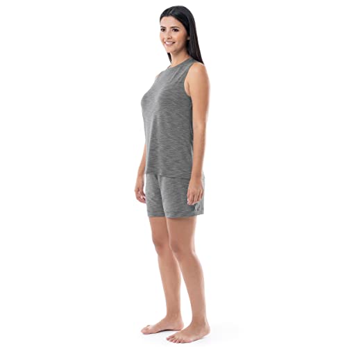 Fruit of the Loom Women's Breathable Tank Top and Short 2 Piece Sleep Set, Heather Grey, Small - image 5