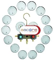 REFCO BM2-3DS-CLIM 2 Valve and 5 Connection Analyzer with 3 x 1/4 Hose 900 mm x 2 Hoses 1/4 x 1/2 - 20 UNF 900 mm and Case for R-22, R407C and R-410A | Refco