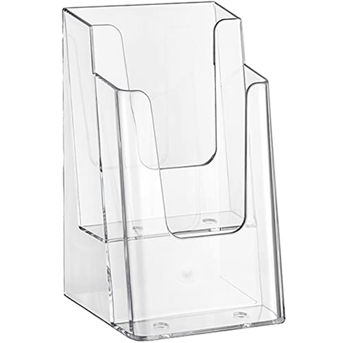 ogoPLUS 2 Etagen Prospektständer Din lang Hochformat / Prospekthalter, Flyer-Ständer Werbung, Aufsteller, Tisch-Prospektständer / Prospektbox / Werbung, leichte Neigung für optimales Blickfeld Cover