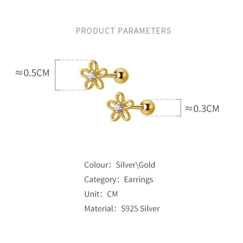 Dtja 18G Daisy Flower Stud Cartilage Earrings For Women Girls 925 Sterling Silver Cz Tiny Cute Floral 3Mm Ball Barbell Screw Back Studs Sleeper Tragus Post Hypoallergenic Piercing Body Jewelry Gifts thumb #5