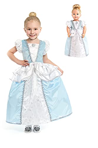 Little Adventures Cinderella Princess Dress Up Costume (Large Age 5-7) With Matching Doll Dress - Machine Washable Child Pretend Play And Party Dress With No Glitter #TOP8
