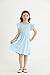 Fdqin Girls Birthday Party Dress Tween Flutter Sleeve Shiny Tulle Dress Girl Fashion Tutu Dresses Size Light Blue 7-8 Years