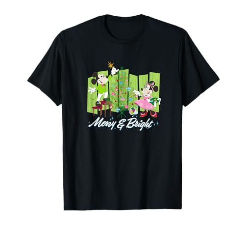 T-shirt Disney Mickey et Minnie de Noël Merry and Bright en coton