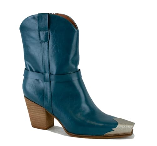 Women's Off-White Western Pointed Toe Ankle Boots DAKOTA-09