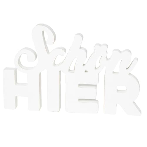 HEITMANN DECO 1009071 Schriftzug aus Holz Schön Hier - Aufsteller, Dekofigur - modern, Dekoration für innen - weiß, 29 x 1.8 x 18.5 cm HEITMANN DECO 1009071 Schriftzug aus Holz Schön Hier - Aufsteller, Dekofigur - modern, Dekoration für innen - weiß, 29 x 1.8 x 18.5 cm
