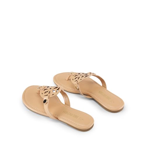 DREAM PAIRS DREAM PAIRS Women's Flip Flops Comfortable Soft Cushion Slide Slip on Summer Beach Thong Flat Sandals,Size 10,Nude,SDFF2403W