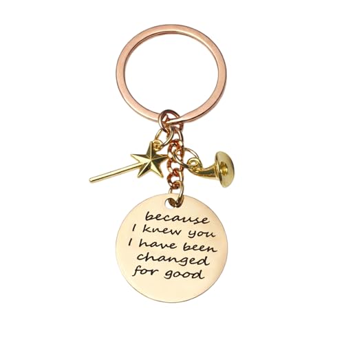 Dorla Cool Wicked Inspired BFF Keychain Elphaba Glinda Best Friend Key Chains Wicked Key Rings Christmas Long Distance Friendship Gift for Bestie Birthday (Rose Gold)