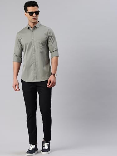 Image of Majestic Man Men's Cotton Slim Fit Solid Casual Shirt