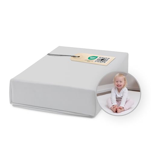 Ehrenkind® Spannbettlaken für Babybett Kinderbett | 100% Bio-Baumwolle Spannbettlaken 120x200 | Atmungsaktives Spannbetttuch (160 g/m²) | Oeko-TEX 100 Zertifiziert, 200x180cm GRAU