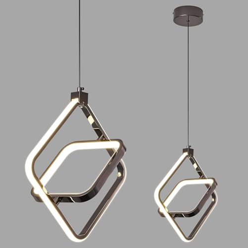 Lustre suspension chrome moderne rectangulaire dimmable 35W cuisine
