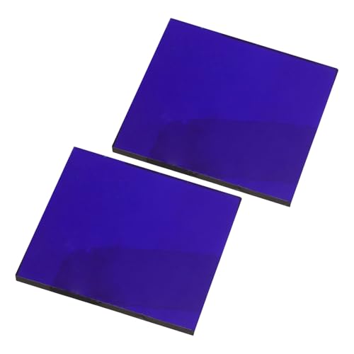 TOPBATHY Verre Bleu Cobalt 2 Pièces 10 X 10 Cm pour Laboratoire Chimie, Plaque de Verre Colorée pour Expériences Scientifiques de Flamme, Fournitures Scolaires pour...