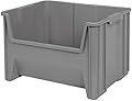 Akro-Mils 13017 Stak-N-Store Heavy Duty Stackable Open Front Plastic Storage Container Bin, (15-Inch x 20-Inch x 12-1/2-Inch), Gray, (3-Pack)