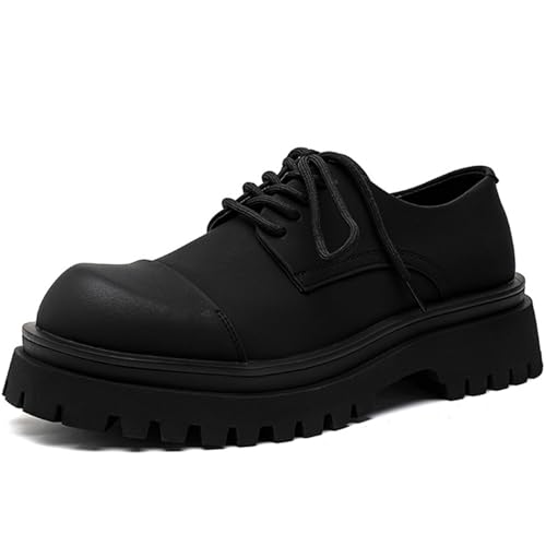 Men's Fashion Retro Round Toe Thick Bottom Casual Oxford Shoes Comfortable Non-Slip Soft Sole Work Office Business Formal Shoes