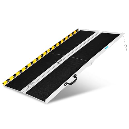 Yakimz Rampa per sedie a rotelle portatile 152CM, Rampa per sedia a rotelle in alluminio, Rampa antiscivolo per sedie a rotelle, Binario di accesso mobile, Resistente fino a 270kg, Rampa pieghevole