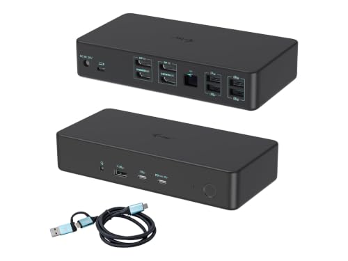 i-Tec CADUAL4KDOCKPD2 replicador dual 4K negro con carga rápida USB-C y múltiples puertos