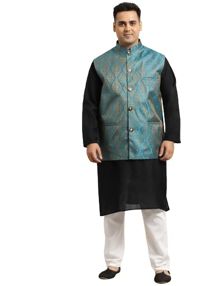 Image of SOJANYA (Since 1958, Men's Silk Blend Grey Kurta Pyjama & Silk Blend Jacket Combo