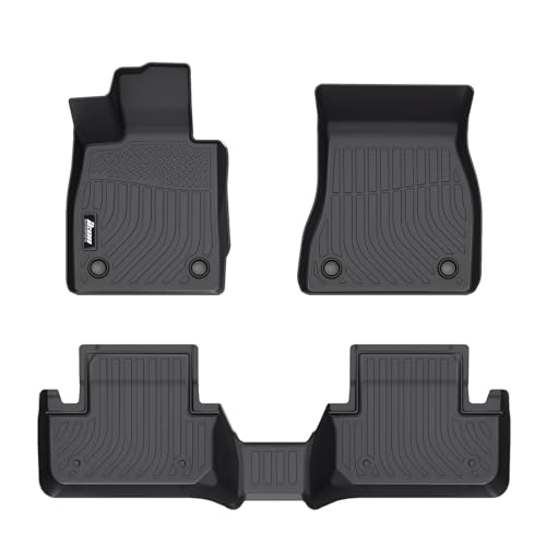 IKON MOTORSPORTS 3D TPE Floor Mats, Compatible with 2024-2026 BMW G60 i5/2025-2026 G60 550e/G90 M5, All Weather Waterproof Non-Slip Floor Liners, Front & 2nd Row Full Set Interior Accessories, Black