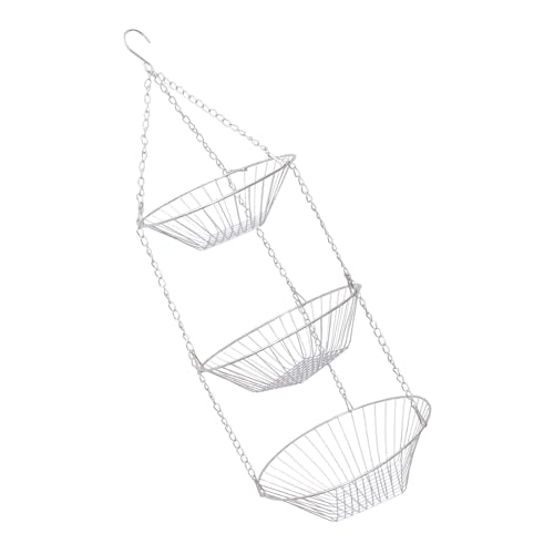 Cesta colgante de 3 niveles para frutas y verduras de acero inoxidable para cocina 2