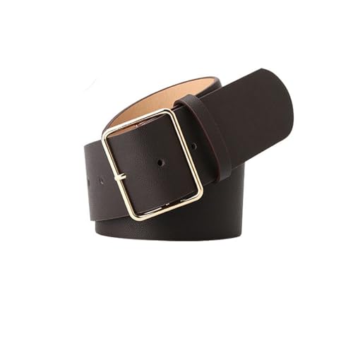 Women's Basic Belt Loops Belt For Dress Buckle Autumn Casual Faux Leather Old Fashioned Groove Belts