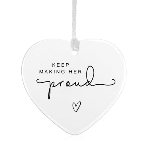 Qianyu Keep Making Her Proud Memorial Ceramic Pendants Loss of Loved One Bereavement Keepsake Memorial Hug Token in Loving Memory Sympathy Inspirational Thinking of You Hanging Ornament (1, Style 2)