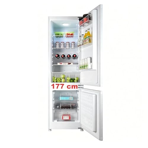 Einbaukühlschrank mit gefrierfach 177 cm hoch x 54 cm breit  Nofrost Plus  kühl gefrierkombination einbau 178 kühlschrank | 225 L (181L/44L) | Energieeffizient | 5 hat | Leise | Türs Wechselbar