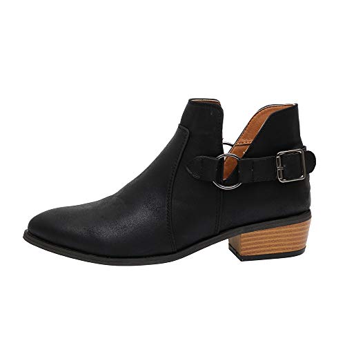 Botas para Mujer OtoñO Invierno Botines de Mujer, ZARLLE Botines Mujer Negros Zapatos tacón Ancho Mujer Botas De Agua Botines Planos Biker Fiesta Botines Calzado De Charol Dama Talla Grande