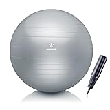 BODYMATE Gymnastikball Sitzball Trainingsball mit GRATIS E-Book inkl. Luft-Pumpe, Ball für Fitness, Yoga, Gymnastik, Core Training, für starken Rücken als Büro-Stuhl Silber 65cm