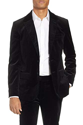 FRAME New $575 Noir Black Slim FIT Stretch Velvet Blazer Jacket Size S