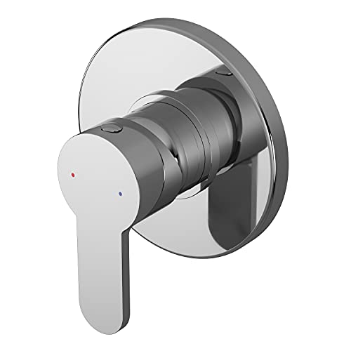 Balterley Concealed Shower Valve, Round Lever Handle with Round Plate Bathroom Shower Valve, Single Control 1 Outlet Valves for Showers, Concealed Valves - 110 x 113 x 110mm (Chrome)