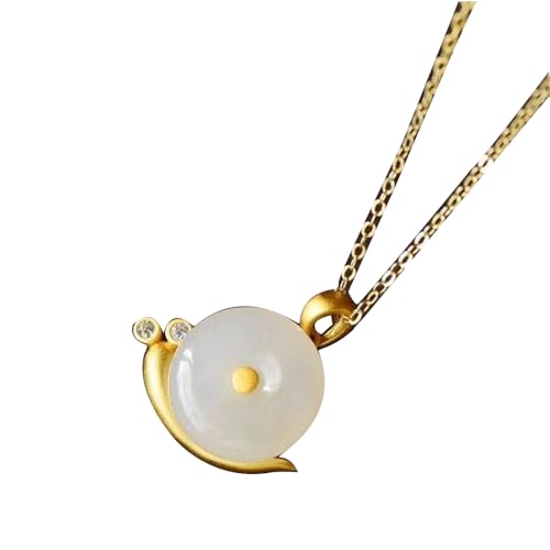 Collier d'escargot en jade blanc et argent S925, le bijou poétique de votre quotidien