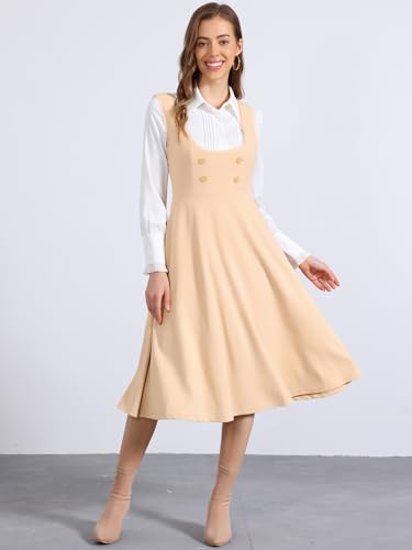 Image of Allegra K Gothic Overall Dress for Women's Lace Trim Midi Dress