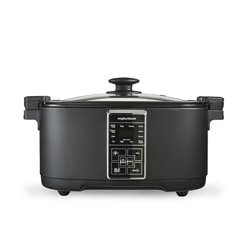 Morphy Richards 10-in-1-Multifunktion für Lebensmittel, 6,5 l, Frittieren, Braten, Dampf, Sear, Sautieren, Reis, Slow Cooper, LED-Bedienfeld, Antihaft-Aluminium-Pfanne
