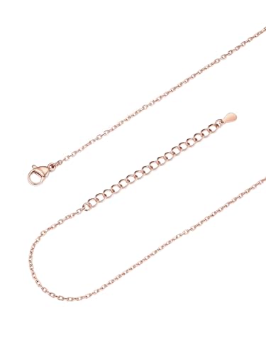 FOCALOOK Chaine Collier Plaqué Or Maille Forçat Femme en Aicer Inoxydable, Chaîne Doré Ras de Cou de 40cm 1,4mm Thin Rolo Chain Bijou Cadeau Avec Boîte