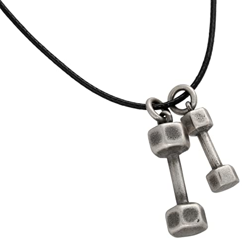 Handmade Pendant Necklace Sterling silver pendant dumbbells chain necklace for men pendants for men dumbbell chain Weight lifter jewelry body builder