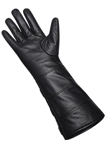 Image of URBAN BUCK Real Sheepskin Leather Sky Gauntlet Costume Glove - Regular Fit Long Arm Cuff Mens Unlined Cosplay Gloves