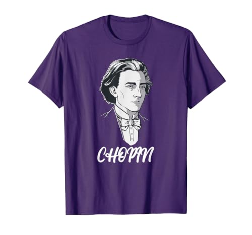 Great Frederic Chopin Motif - Composer Piano Classical T-Shirt, Men, Purple, X-Large