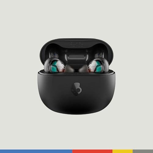 Skullcandy Rail Écouteurs Intra-Auriculaires sans Fil, Autonomie 42 h, Skull-IQ, Compatible Alexa, Microphone, Compatible iPhone + Android + Appareils Bluetooth - Noir