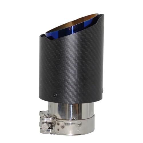 Silenciador universal de coche con punta recta de carbono mate y acero azul
