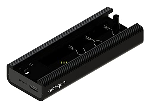 Archgon MSD-3100 Base SSD Externa NVMe (PCIe) / SATA Base SSD Externa, Compatible con SSD M.2 2242/2260/2280, USB 3.2 Gen.2x1 Tipo-C, Aluminio, Negro Cover