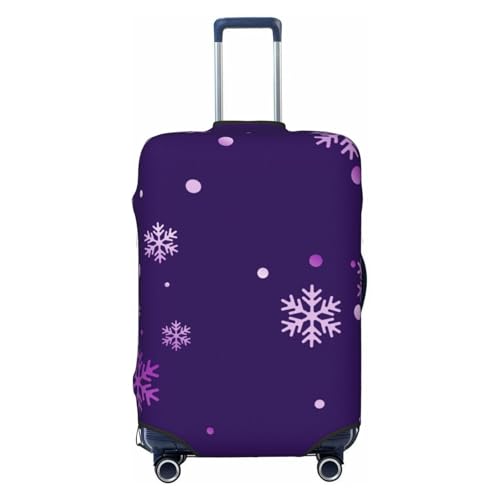 Crystal Purple Snowflake Print Luggage Cover For Suitcase,Washable Elastic Travel Suitcase Protector With Zipper Closure And Bottom Buckle – Fits 18-32
