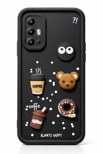 Image of Bintage Case Cute Fun Taddy| 3D Ball Bear| Donut| Coffee Rubber Case Camera Protection Back Cover Compatible for Vivo V17 - Black