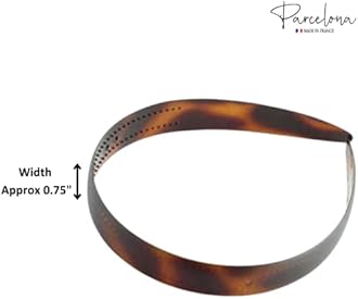 Parcelona French Wide 3/4" Celluloid Headband Women Hair Accessories, Made in France (Tortoise Shell Brown, 3/4")