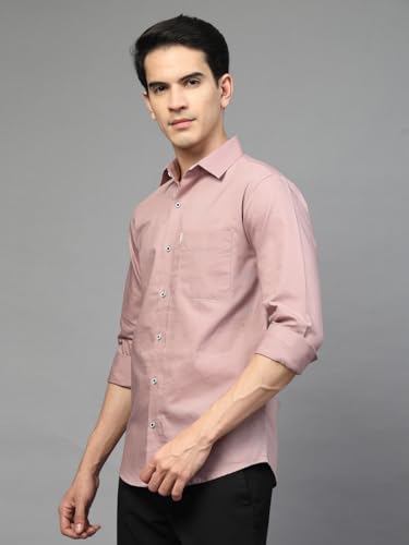 Image of Majestic Man Solid Cotton Casual Shirt - Slim Fit, Full Sleeves, Premium Button Closure