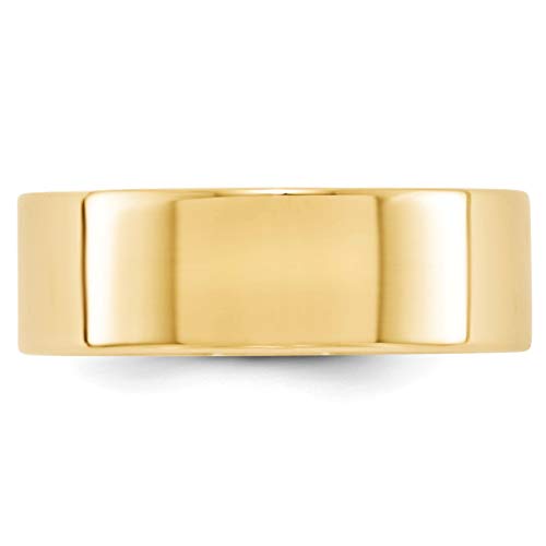 Bonyak Jewelry 14k Yellow Gold 7mm Lightweight Flat Wedding Band Size 10 Beautiful2