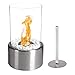 Northwest Bio Ethanol Tabletop Fire Pit - Indoor or Outdoor Smokeless Portable Fireplace - Clean Burning Ventless Cylinder with Real Flame (Silver)