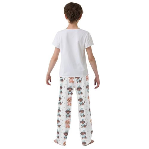 ZZXXB Lovely Dachshund Snow Boys Long Pants Soft Trousers Elastic Waist Kids Lounge Bottoms with Pockets S-XL3