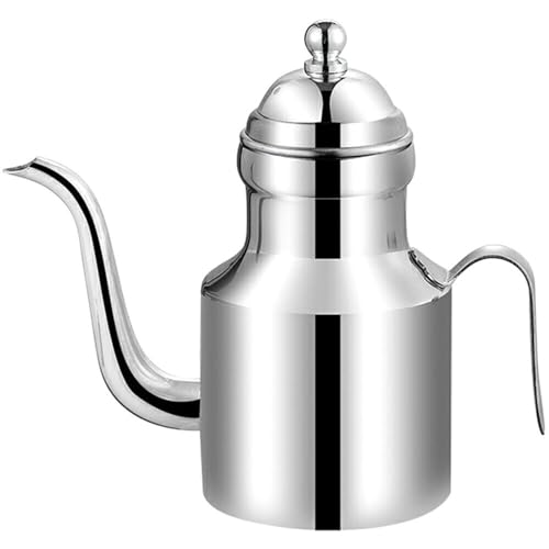 11 Oz Stainless Steel Oil Dispenser, Oil Dispenser, Spout Oil Can Vinegar Jug Sauce Grease Storage Can (Silver)