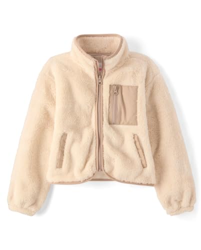 Image of The Children's Place Girls' Long Sleeve Sherpa Fleece Full Zip Jacket