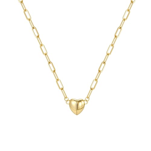 Tewiky Cute Heart Necklace 14K Gold Plated Heart Pendant Choker